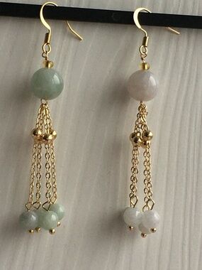 Certified natural A grade JADE Jadeite carving Lucky Earrings 耳环